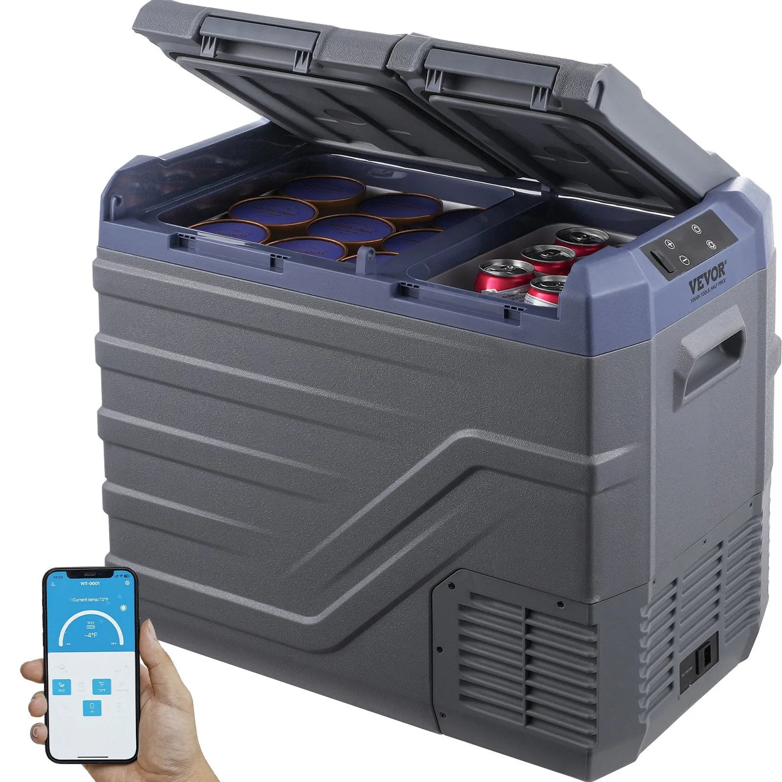 Ladă Frigorifică Auto Portabilă 39L cu Compresor Dual Zone, 12V 24V 230V, -20 C până la +20 C, Display LED