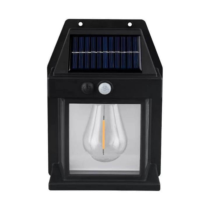 Lampa solara de perete, impermeabila in curte exterioare, lumina decorativa, Negru