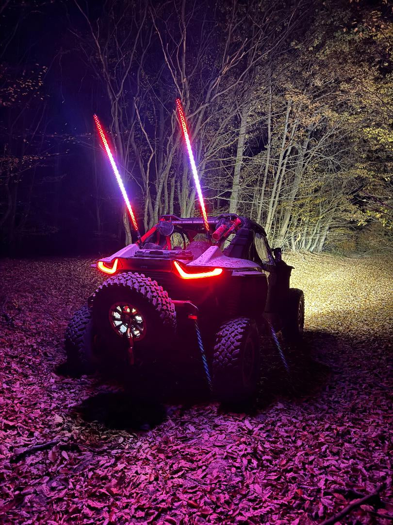 LED Whip Light 2buc 122cm RGB Antena spirala Lumina Aplicatie de la distanta ATV UTV RZR, canam, cfmoto,polaris