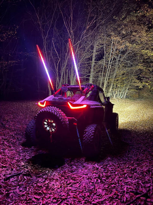 LED Whip Light 2buc 122cm RGB Antena spirala Lumina Aplicatie de la distanta ATV UTV RZR, canam, cfmoto,polaris