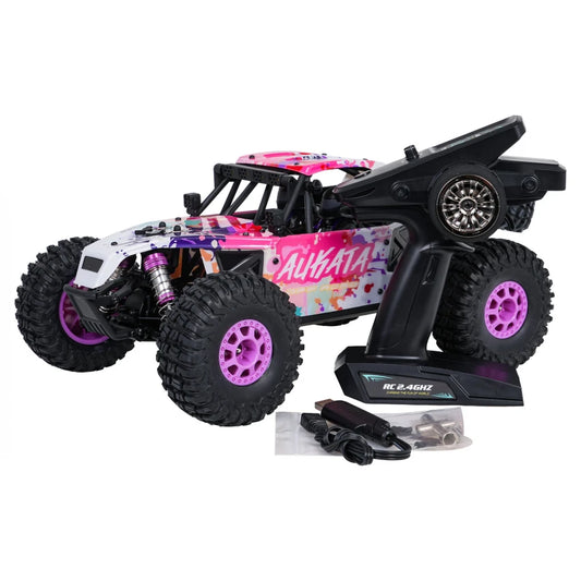 Masina cu telecomanda RC Crawler 4x4 ALIKATA 1:12 Brushless 50 km h, Caroserie Metalică, Suspensii Reglabile, Mov