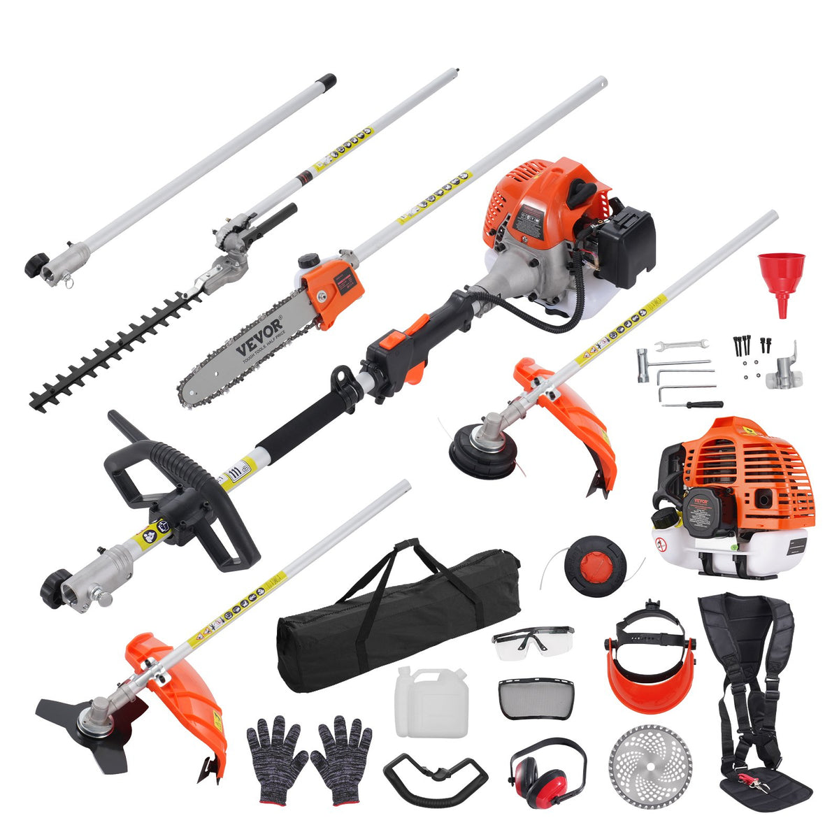 Motocoasa 6 in 1, Masina de tuns iarba, gazon, pe benzina, tuns gard viu, taiat crengi, drujba,