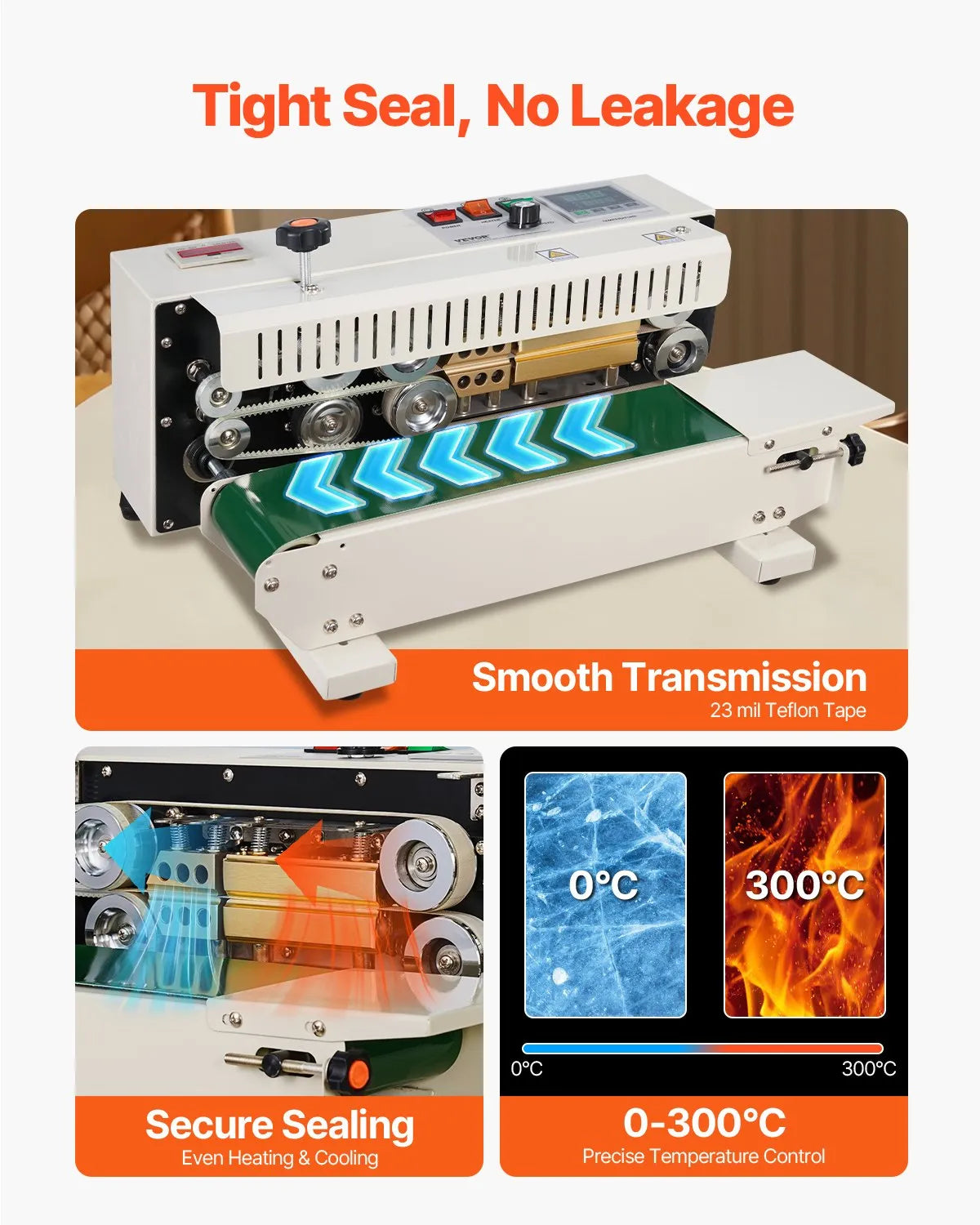 Mașină Profesională de Sigilat Pungi cu Bandă Continuă, Orizontală, 600W, Control Digital, Funcție Numărare, 6-12 mm