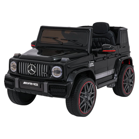 Mașinuță electrică copii Mercedes G63 AMG 12V , telecomandă, roți EVA, scaun piele, negru -