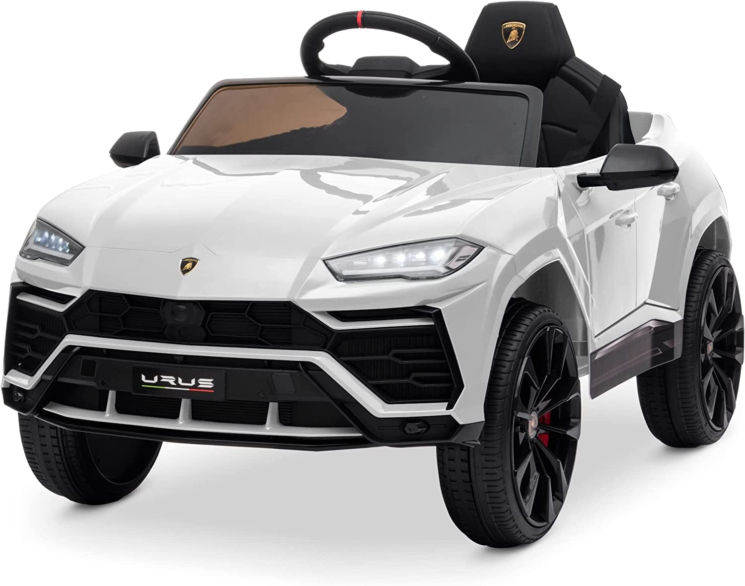Masinuta Electrica Lamborghini Urus Alba - Licenta Oficiala, 70W, 12V 7Ah, Amortizoare, 2 Usi, Telecomanda, SUV Copii 2-5 Ani, Cadou Premium