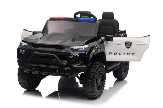 Masinuta electrica PolicePatrol 800W 24V 4x4 pentru copii 2 locuri neagra, Premium, atv copii, masinuta