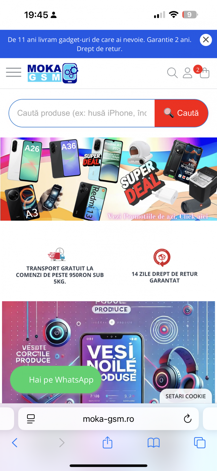 Modul casuta cautare produs pe mobil in Homepage , magazin pe gomag