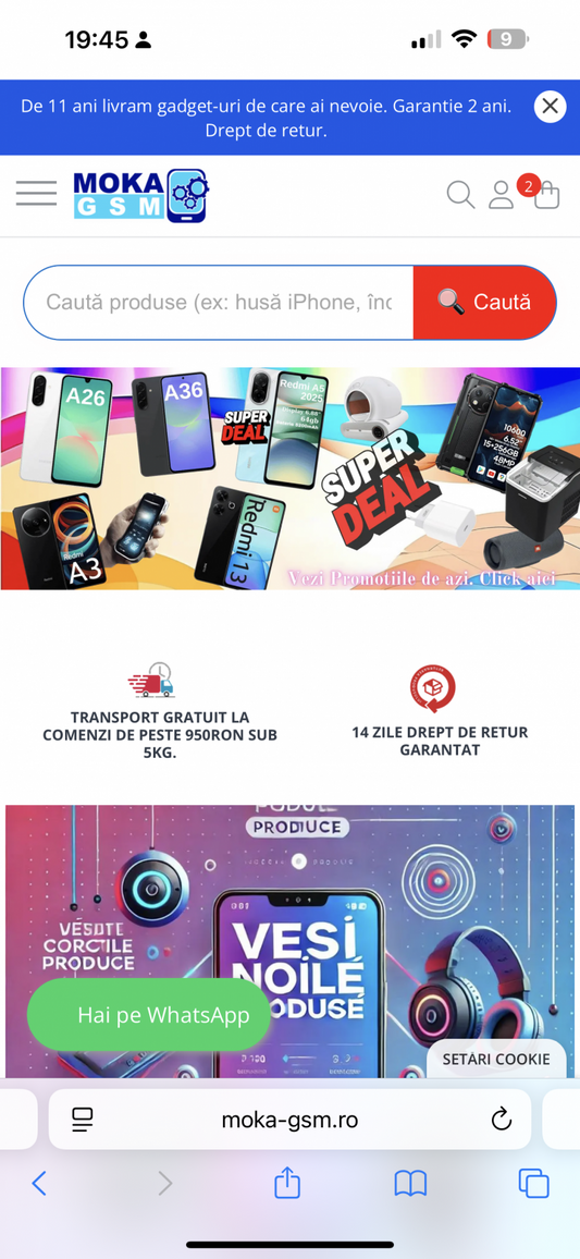Modul casuta cautare produs pe mobil in Homepage , magazin pe gomag