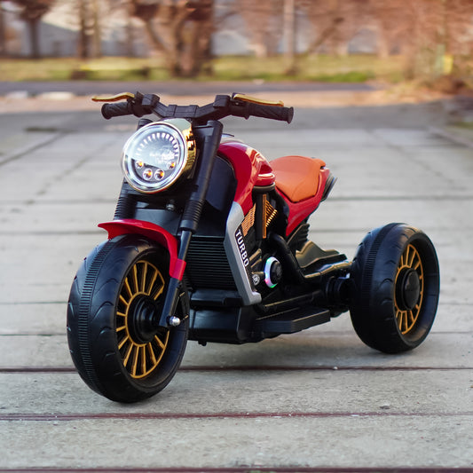Motocicleta electrica copii 3 roti 12V 70W, Bluetooth, scaun piele, lumini LED, rosu