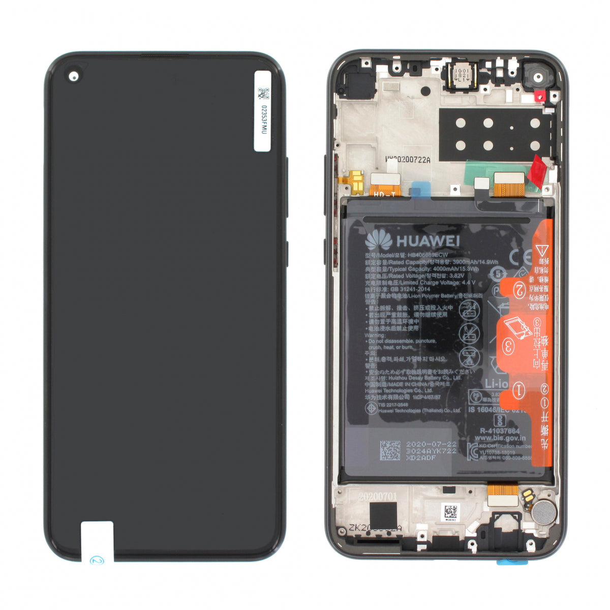Original Display Huawei P40 Lite E Negru Original Service Pack cu rama si Acumulator