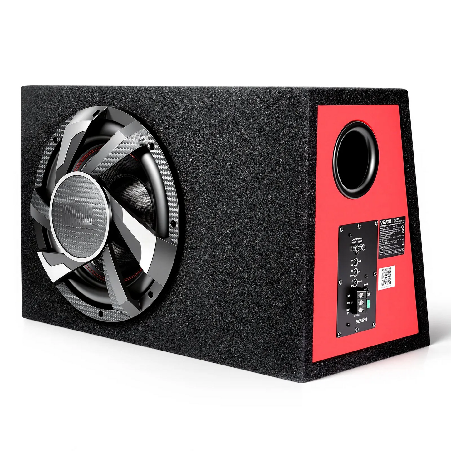 Pachet Subwoofer Auto Activ 30 cm (12  ) 245W RMS cu Amplificator Integrat, Incintă Slim și Kit Cabluri Complet 12V