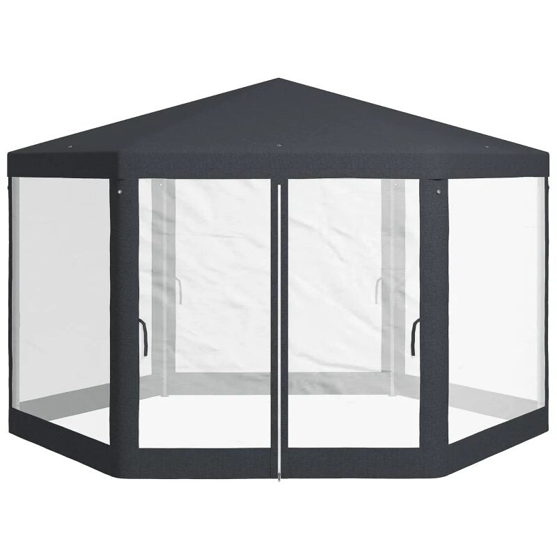 Pavilion foisor pentru gradina terasa, cadru metalic, cu plasa anti tantari, 3.94x3.94x2.5 m