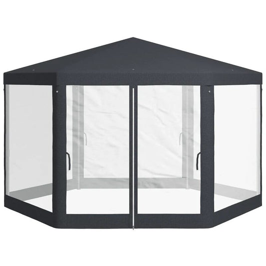 Pavilion foisor pentru gradina terasa, cadru metalic, cu plasa anti tantari, 3.94x3.94x2.5 m