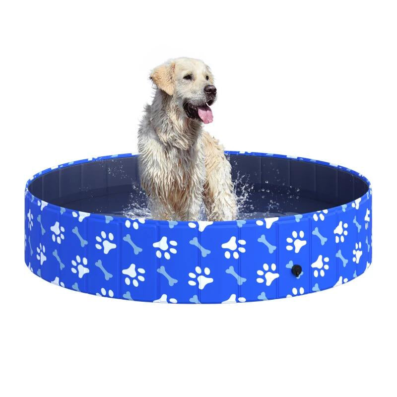 Piscina pentru caini, PVC pliabila, albastru, 140x30 cm