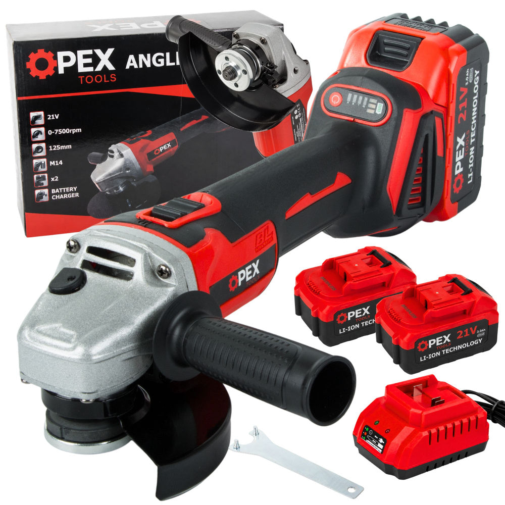 Polizor Unghiular Profesional cu Acumulator 21V Brushless   2 Acumulatori 3.0Ah   Disc 125mm   7500 RPM   Valiza Transport