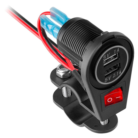 Priză USB ATV Moto 12V-24V, 2x USB 3.1A, Încărcător Telefon pentru Motocicletă, Quad, UTV