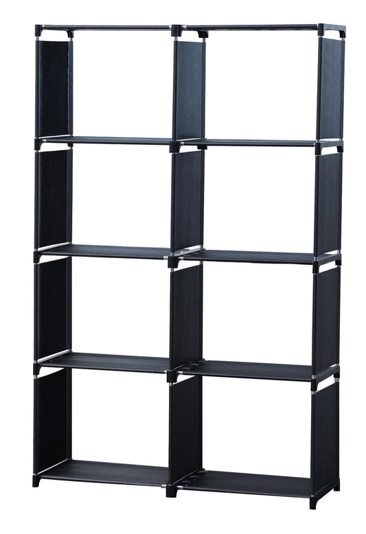 Raft multifuncțional cu 8 straturi și suport de depozitare (85x125cm) - negru