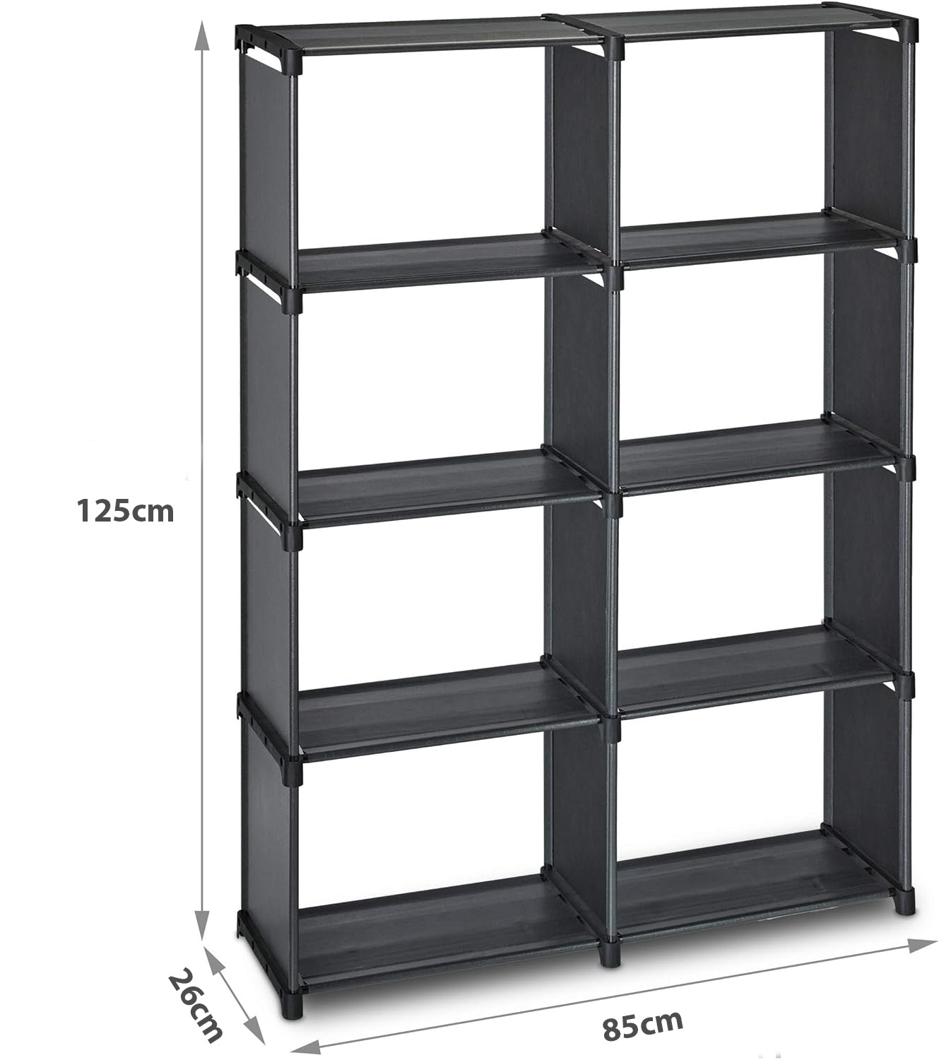 Raft multifuncțional cu 8 straturi și suport de depozitare (85x125cm) - negru