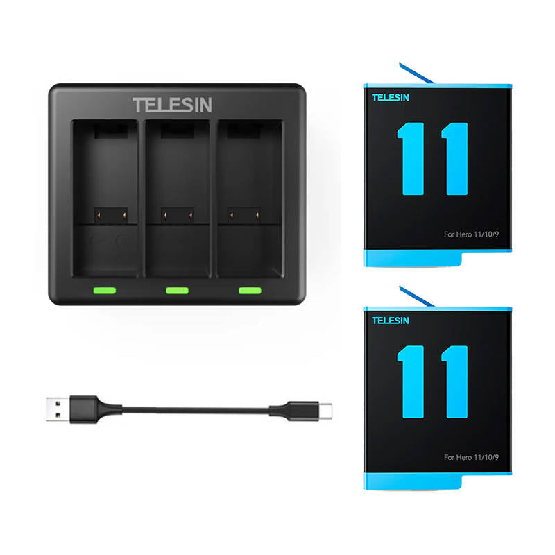 Set 2 baterii + incarcator pentru GoPro Hero 12   Hero 11   Hero 10   Hero 9