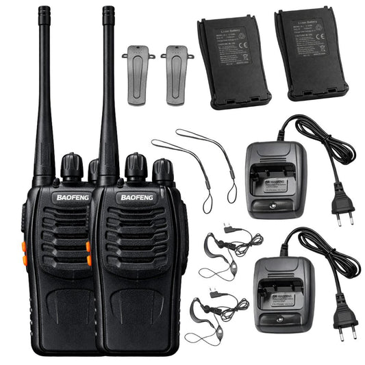 Set 2 Statii Radio Baofeng BF-888S 1500mAh   Walkie Talkie Profesional UHF 400-470MHz   Raza pana la 8KM   VOX   16 Canale   Incarcator Inclus