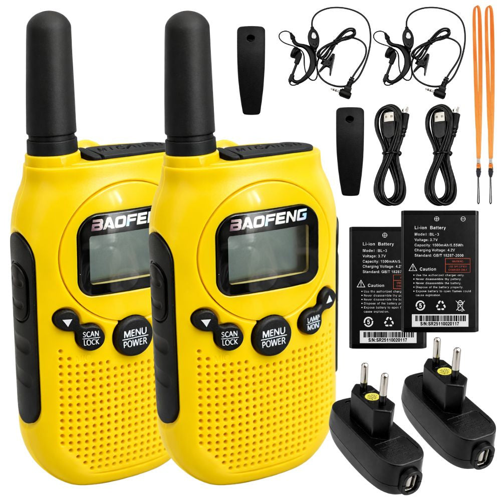 Set 2 Statii Radio Baofeng BF-T6 1500mAh   Walkie Talkie UHF   Raza pana la 2KM   16 Canale   VOX   Incarcare USB