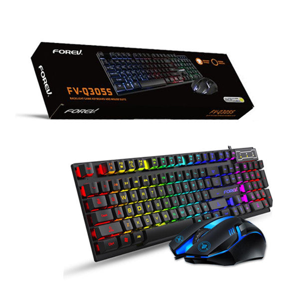 Set Kit Mouse cu Tastatura Forev Keyboard + mouse pc Black FV-Q305S Gaming