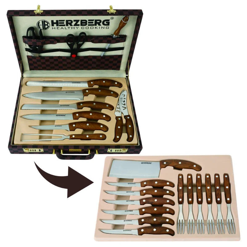 Set cutite din otel inoxidabil forjat, 25 piese