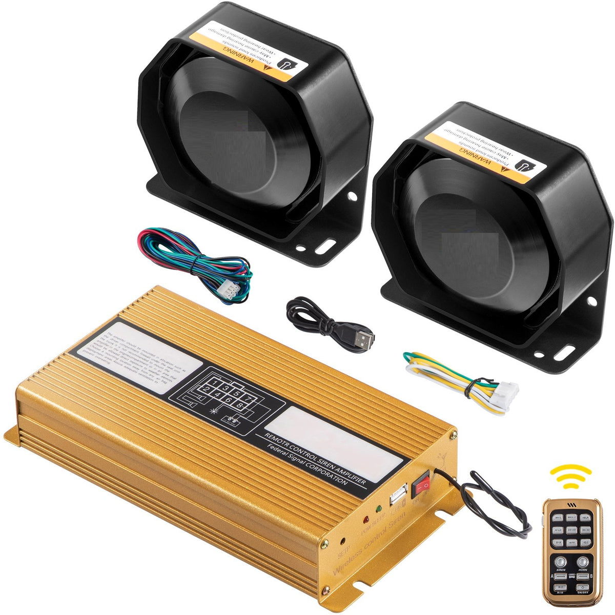 Sirena 8 sunete cu microfon 12V 200W , 400W 8 sunete puternice de avertizare pentru masina, sirena de incendiu pentru alarma de urgenta de politie,