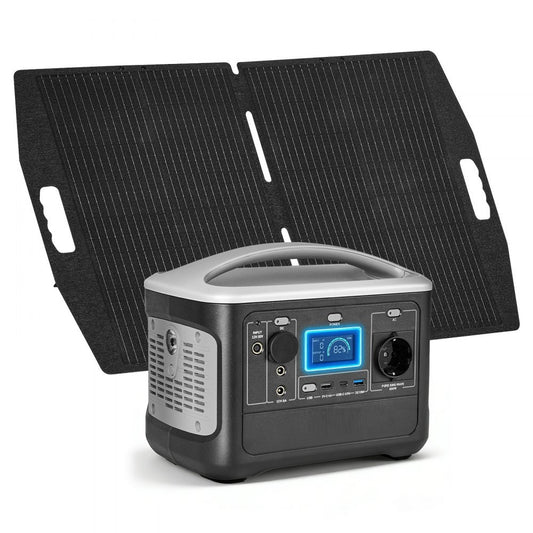 Statie de alimentare portabila cu panou solar de 100W, statie de alimentare cu generator solar de 600W, baterie de rezerva LiFePO4 de 493Wh cu 7