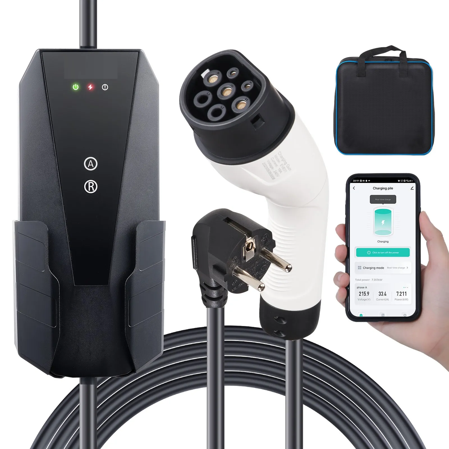 Statie de incarcare masini electrice EV POWER 3.7KW 16A Black,  incarcator masini electrice , Tip 2