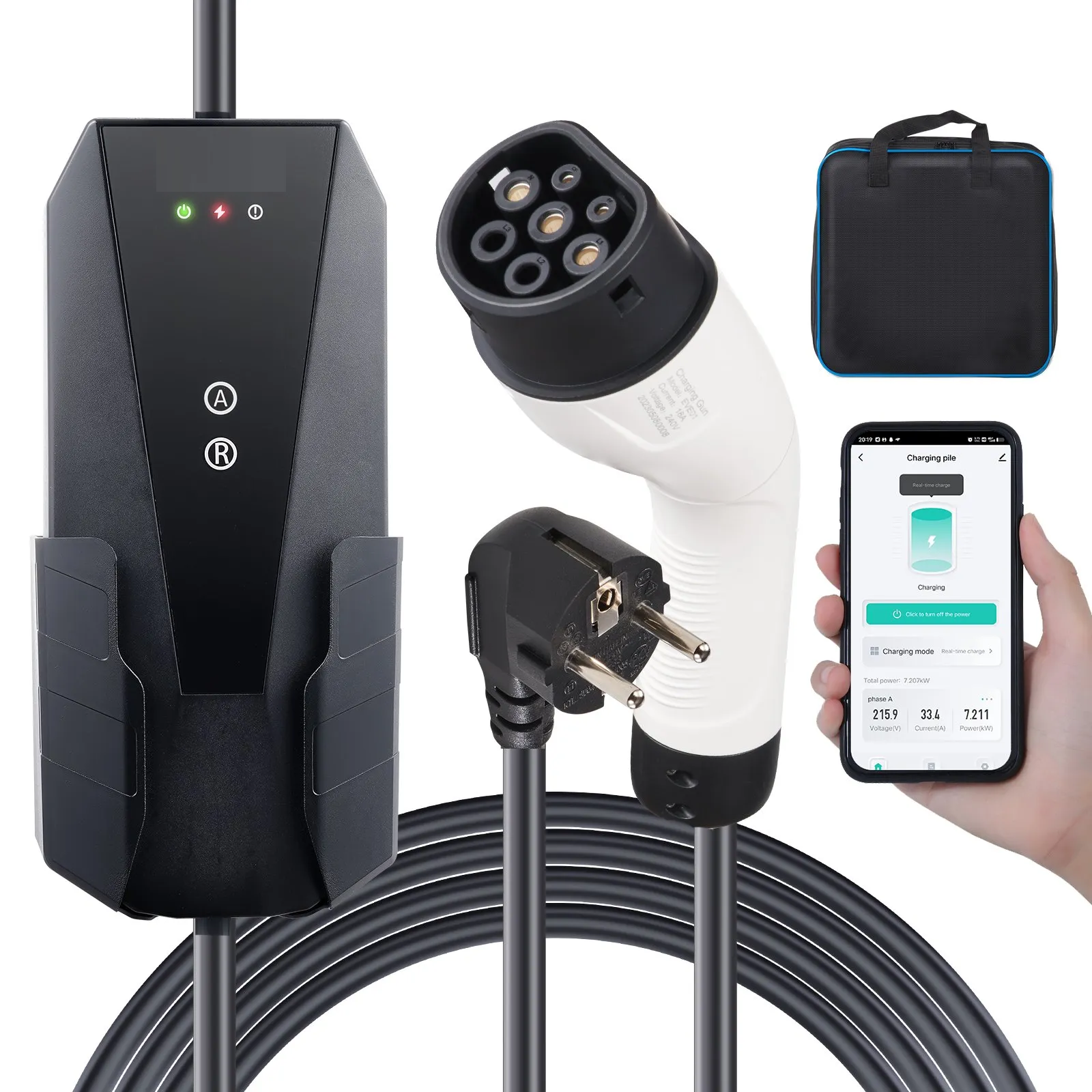 Statie de incarcare masini electrice EV POWER 3.7KW 16A Black,  incarcator masini electrice , Tip 2