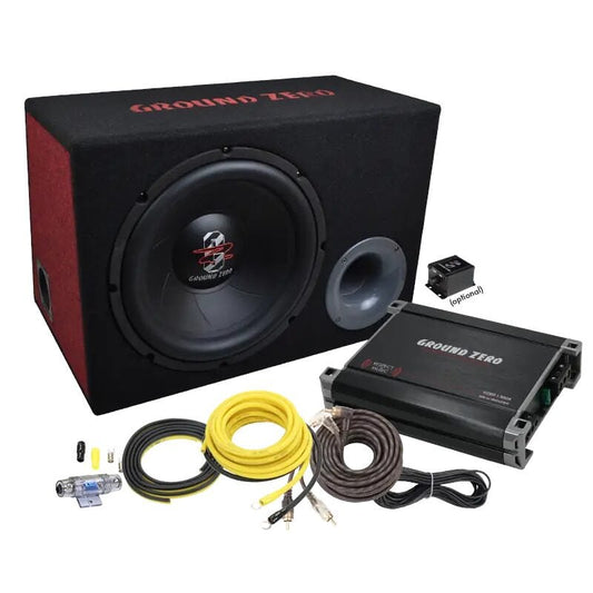 Pachet Subwoofer + amplificator + kit cabluri, Ground Zero , 30cm