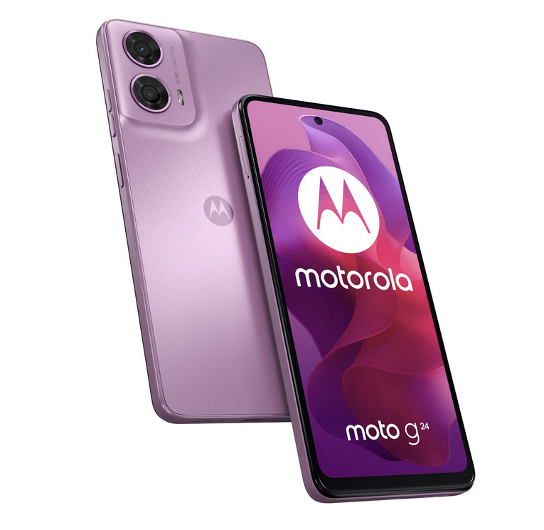 Telefon Dual SIM Motorola G24 Moto NFC, Octa Core 2.0 GHz, 128 GB + 4 GB RAM, Pink Lavender