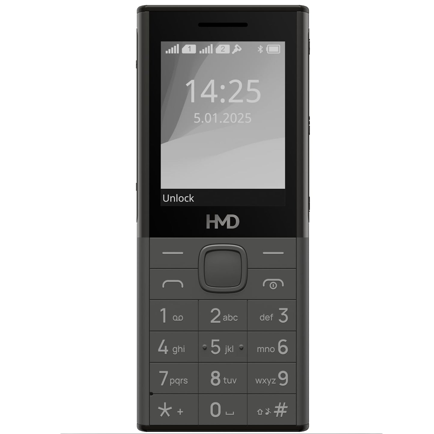 Telefon Mobil HMD 150 Music Dual SIM Dark Grey - Telefon cu Butoane pentru Muzică, Difuzor Puternic 2W, Baterie 2500 mAh, Radio FM, Bluetooth, USB-C