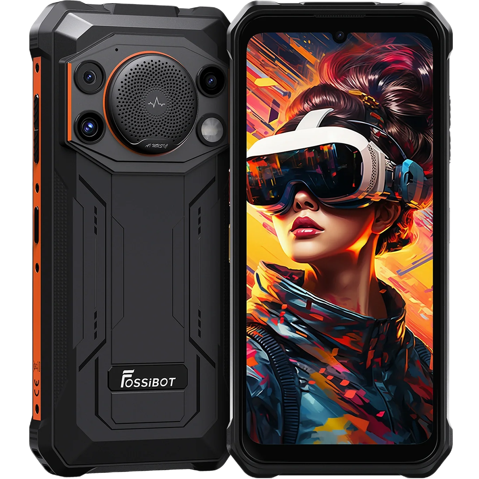 Telefon rezistent Fossibot F110L, 4G, Dual SIM, 6.75-inch, T615, 4GB RAM, 128GB, NFC, Difuzor Puternic 128dB, Android 15, Orange