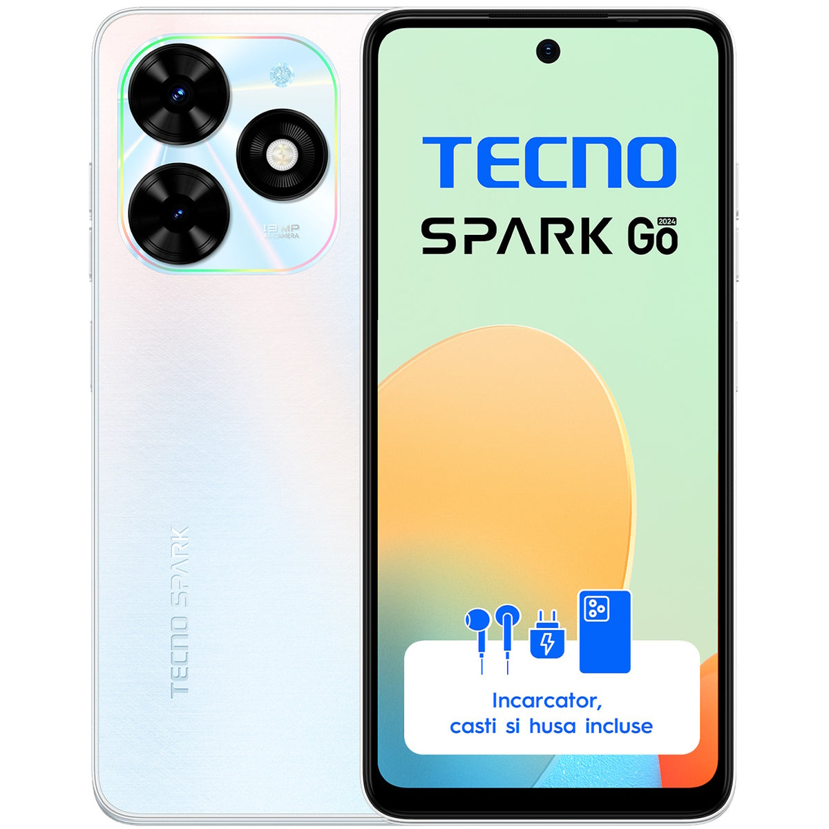 Telefon Tecno Spark GO (2024), Dual SIM, 3GB RAM, 64GB, Mystery White