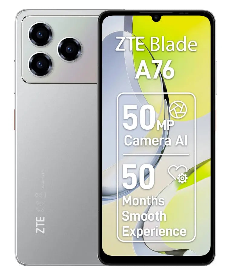 Telefon ZTE Blade A76, 128gb , 4gb ram, Display 6.75  , Baterie 5000mAh, Silver