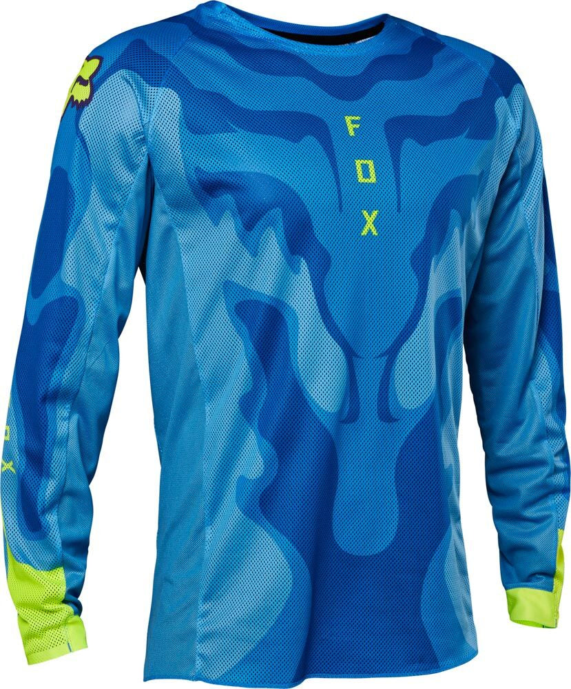Tricou Bluza Moto FOX Airline Exo Albastru Galben - Tricou Motocross, Enduro, ATV  UTV Ultra Ventilat Marime XL