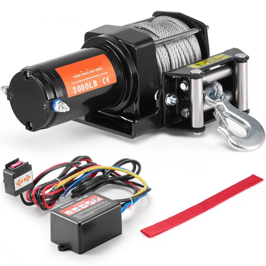 Troliu atv cu cablu otel pentru ATV, 12v 3000lb 1360kgs, cablu sintetic, cu ghidaj inclus