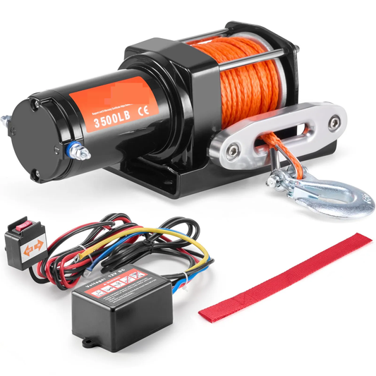Troliu atv cu cablu otel pentru ATV, 12v 3500lb 1600kgs, cablu sintetic, cu ghidaj inclus