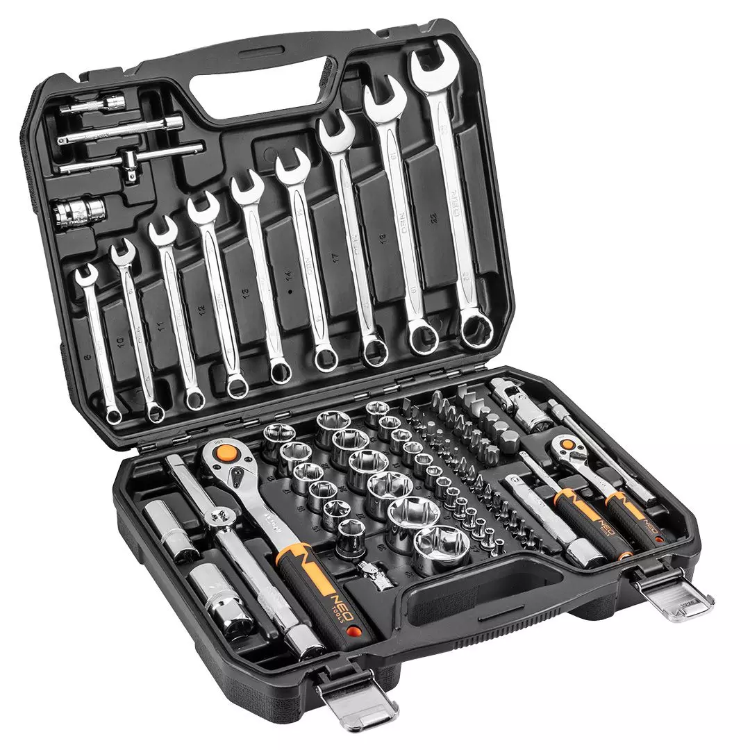 Trusa Chei 82 piese ½   și ¼   multifuncționale, Tubulare, CrV  Set de chei tubulare 82 piese