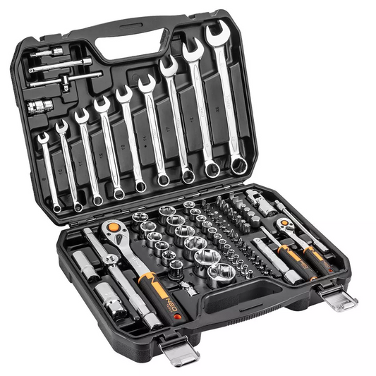Trusa Chei 82 piese ½   și ¼   multifuncționale, Tubulare, CrV  Set de chei tubulare 82 piese