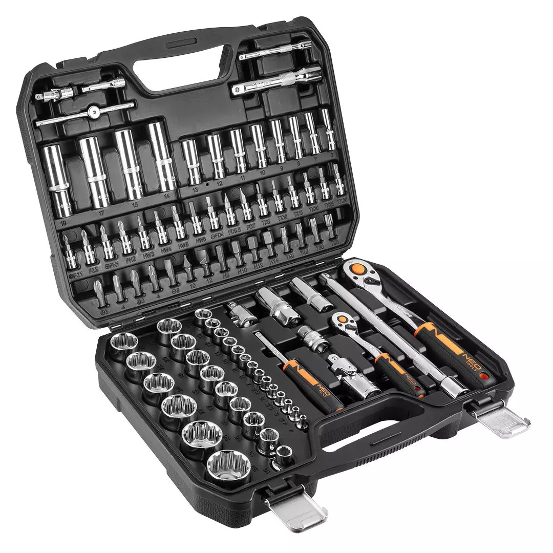 Trusa Chei 86 piese 1 4  , 1 2  , CrV Tubulare, CrV  Set de chei tubulare 86 piese