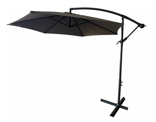 Umbrelă de Grădină Heinner 300 cm cu Manivelă, 8 Spițe Metalice, Poliester Rezistent, Gri