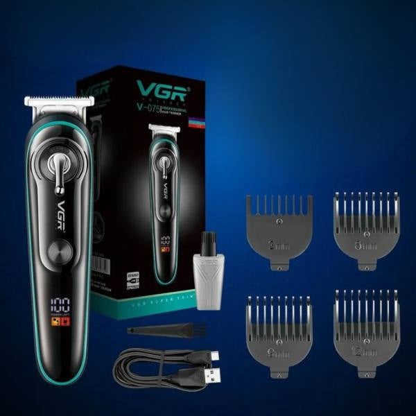 Aparat de tuns parul profesional, display LED baterie, acumulator reincarcabil, 4 marimi, 4 viteze, Negru