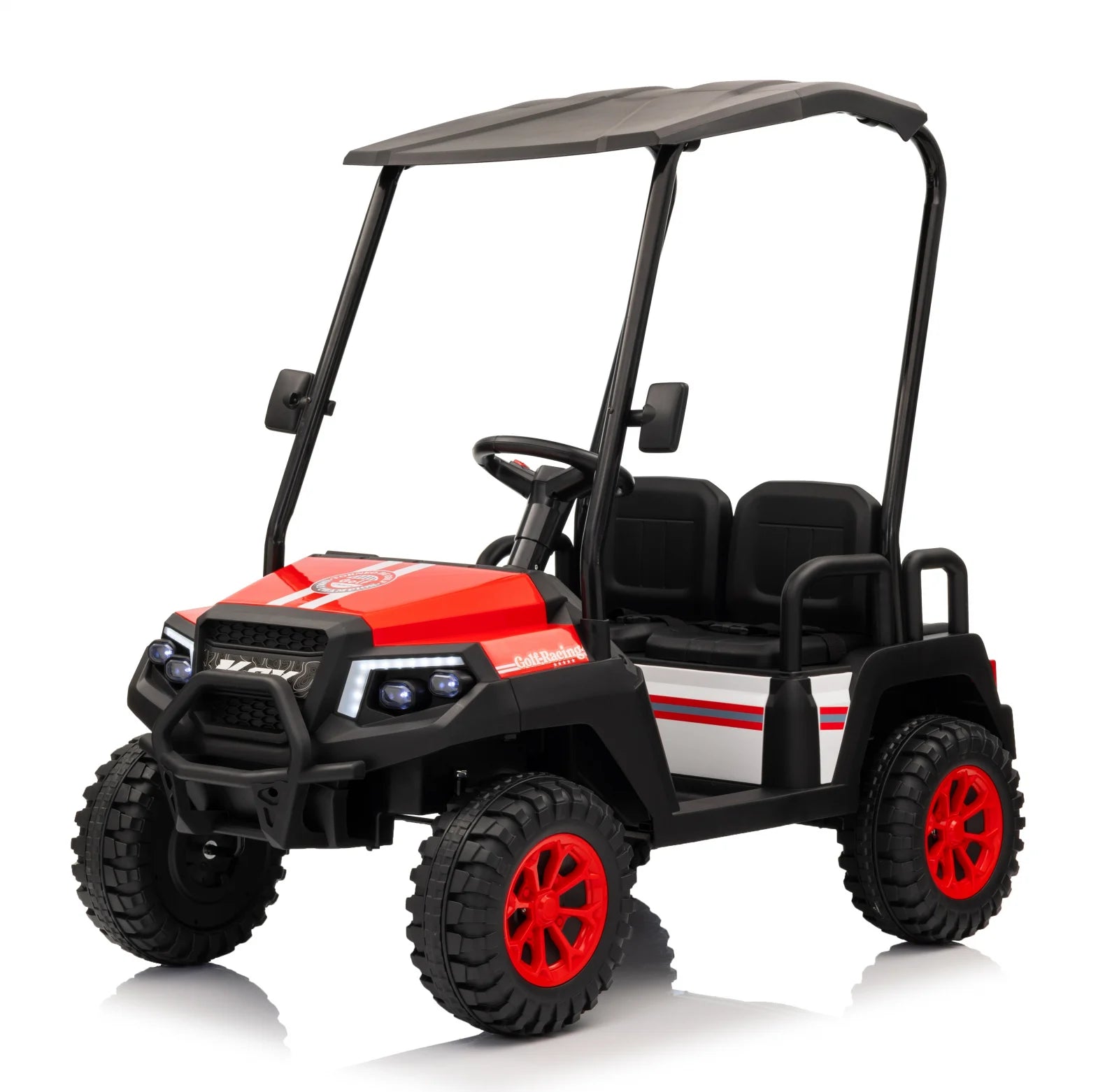 UTV electric pentru copii, Golf-Kart, 400W, 4 locuri, 24V 7Ah, roti moi, rosu, atv copii,electric, masinuta copii
